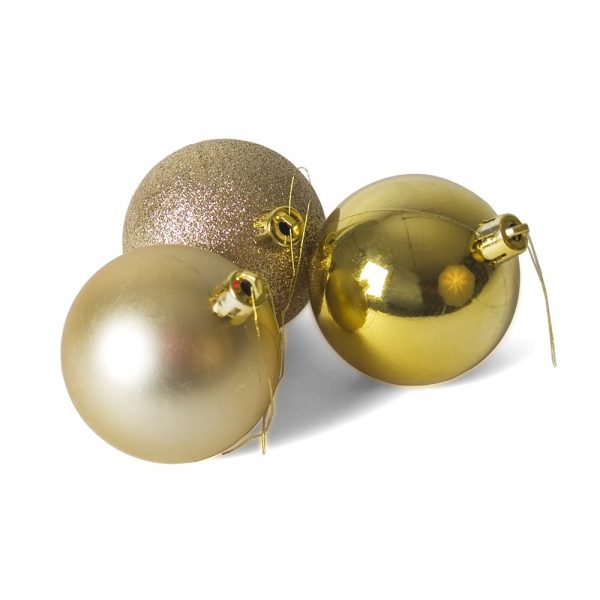 Set 12 bolas motley doradas Navidad
