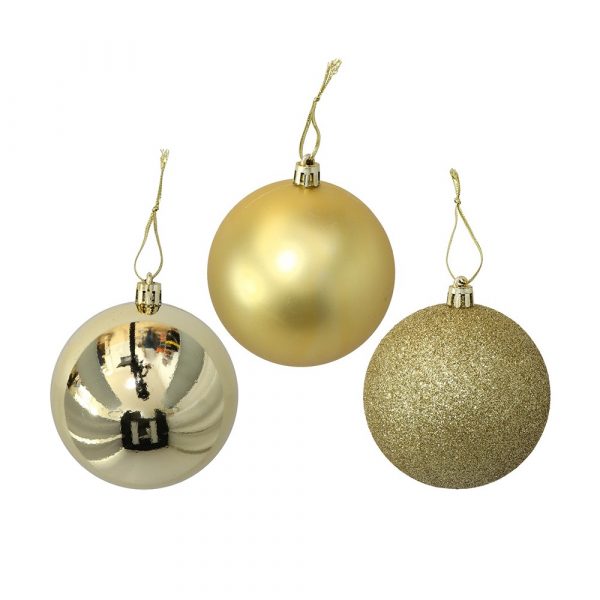 Set de 6 bolas motley doradas 8 cm Navidad
