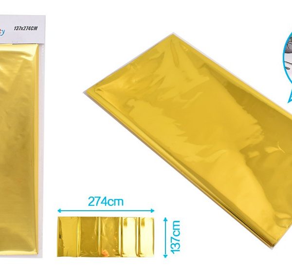 Mantel metalizado dorado 137x274cm