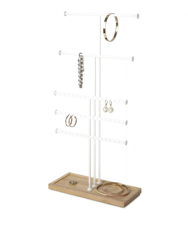 Trigem 5 Tier Jewelry Stand White Natural