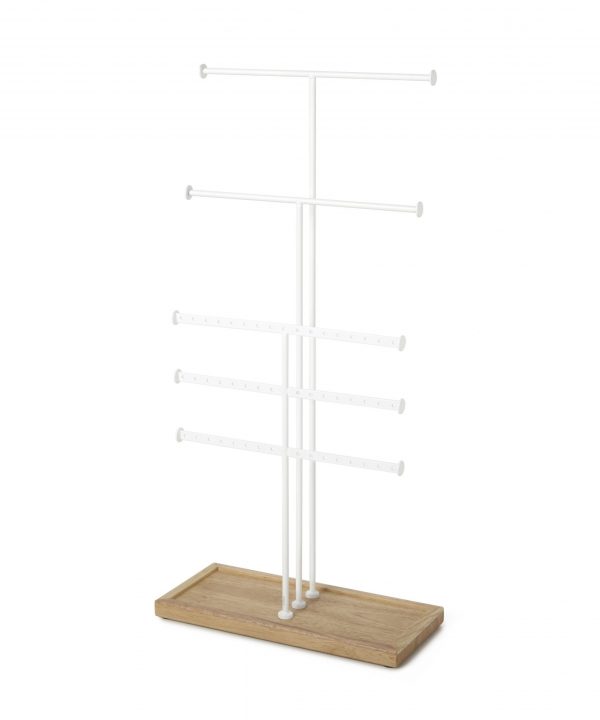 Trigem 5 Tier Jewelry Stand White Natural