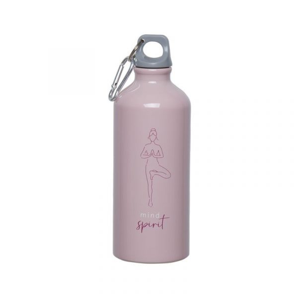 Botella aluminio 600ml yoga rosa