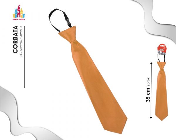 Corbata liso adulto naranja 35 cm