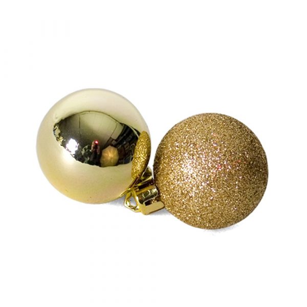 Set 20 bolas dúo espejo glitter dorado 4 cm Navidad