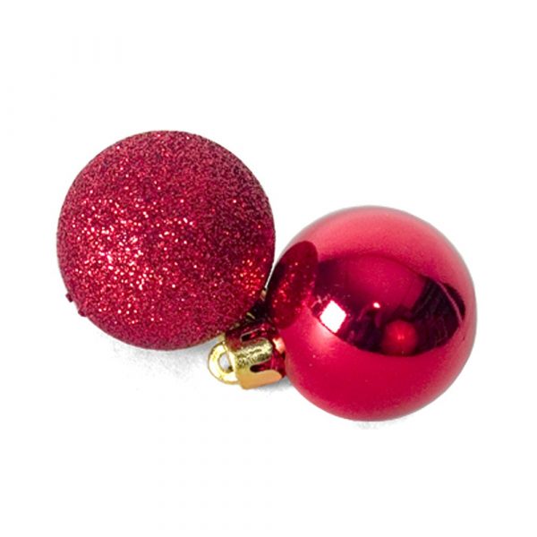 Set 20 bolas dúo espejo glitter rojo 4 cm Navidad