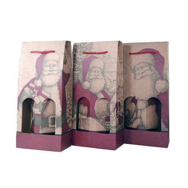 Caja para 2 botellas de vino Papá Noel modelos surtidos Navidad