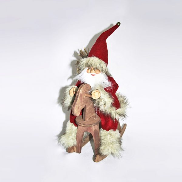 Figura Santa Claus en caballito balancín Navidad