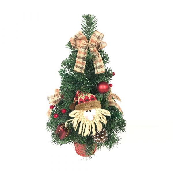 Árbol de sobremesa con decorado marfil Navidad