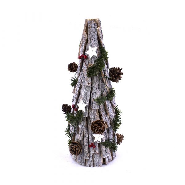 Árbol de troncos con decoración M Navidad