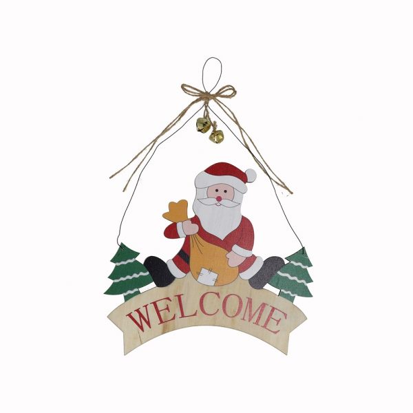 Cartel Welcome Santa con cascabeles L Navidad