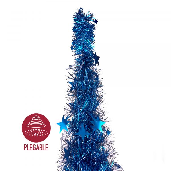 Árbol plegable de espumillón azul mate Navidad