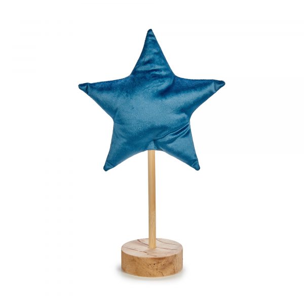 Figura estrella de tela M azul Navidad