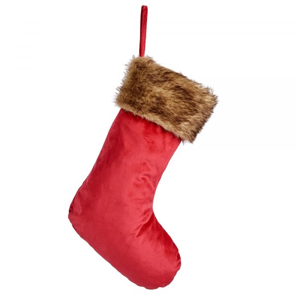 Calcetín de terciopelo Irina rojo Navidad