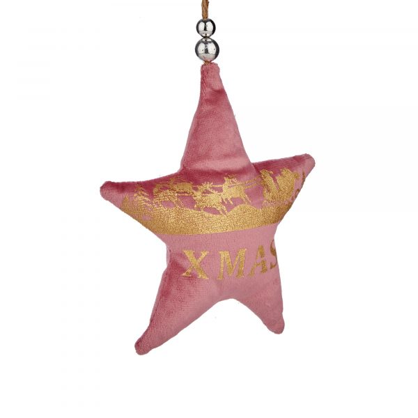 Colgante estrella de tela Xmas rosa Navidad