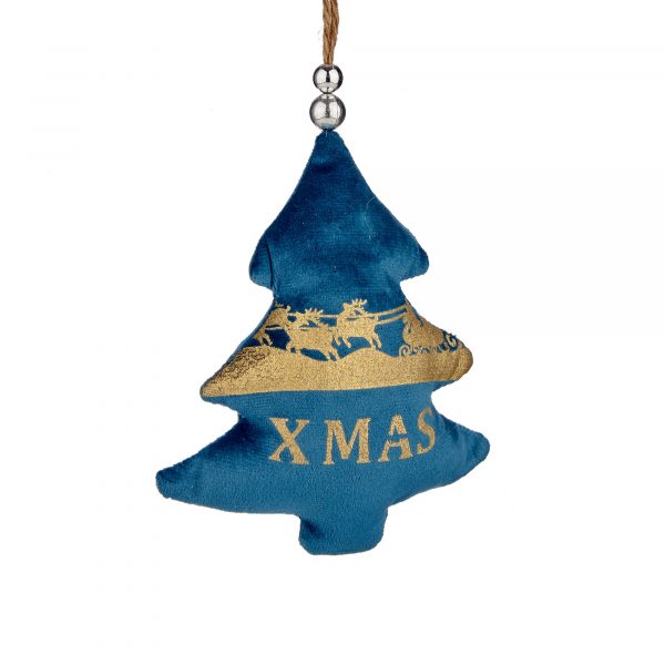 Colgante árbol de tela Xmas azul Navidad