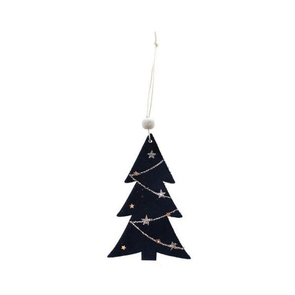 Colgante árbol texturizado azul Navidad