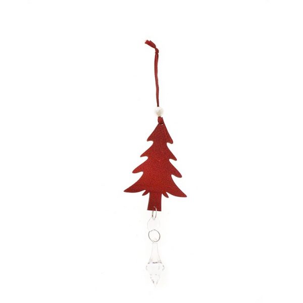 Colgante árbol sencillo rojo con lágrima decorativa Navidad