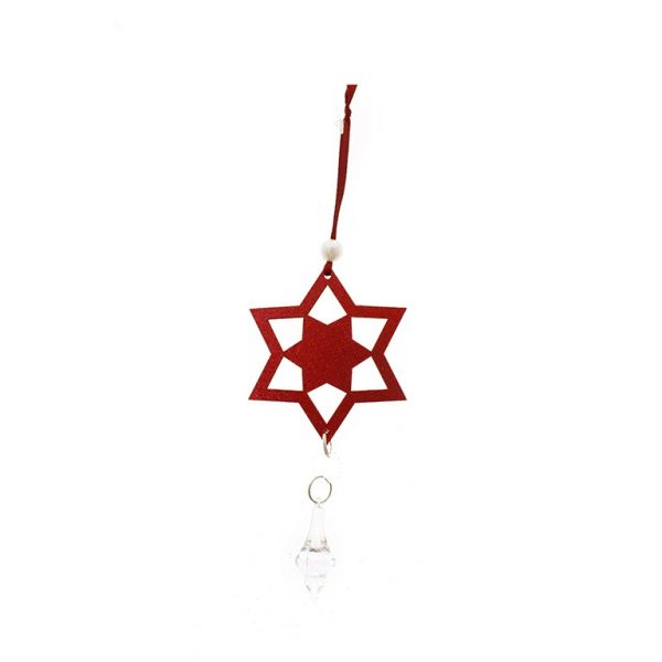 Colgante estrella roja con lágrima decorativa Navidad