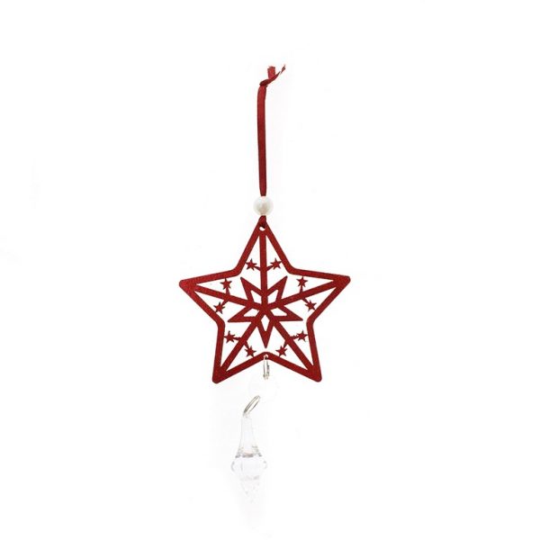 Colgante estrella roja con lágrima decorativa Navidad