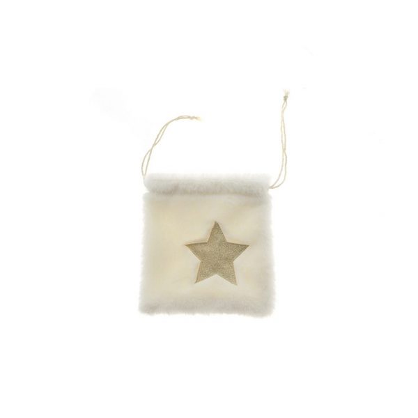 Bolsa blanca soft con estrella glitter grande Navidad