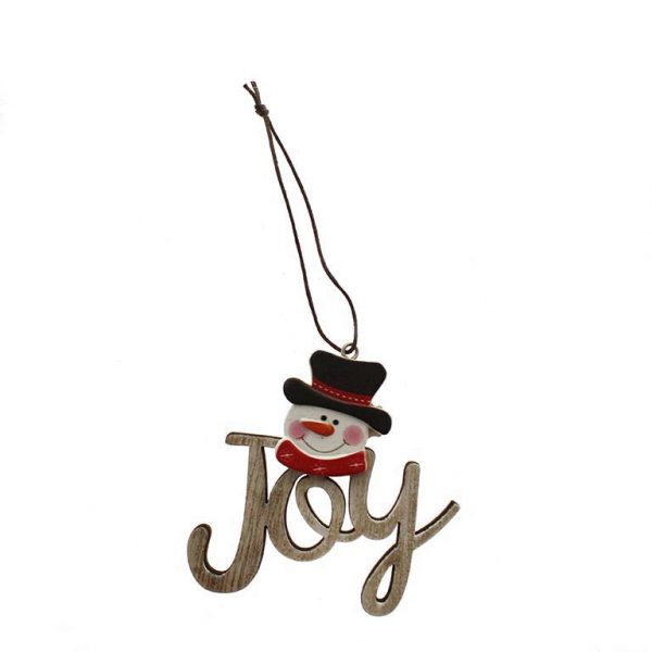 Colgante letrero Joy muñeco de nieve Navidad