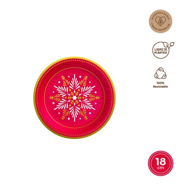 Set 8 platos de postre desechables Metallic rojo - Edición limitada