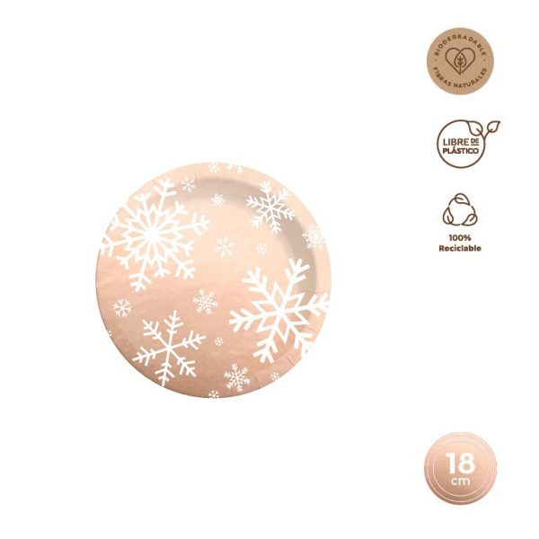 Set 8 platos de postre desechables Metallic oro rosa - Edición limitada