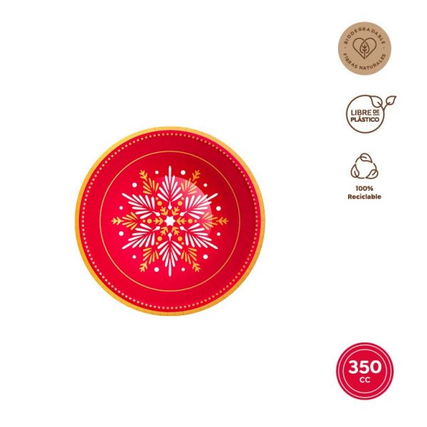 Set 6 bols redondos desechables Metallic rojo - Edición limitada