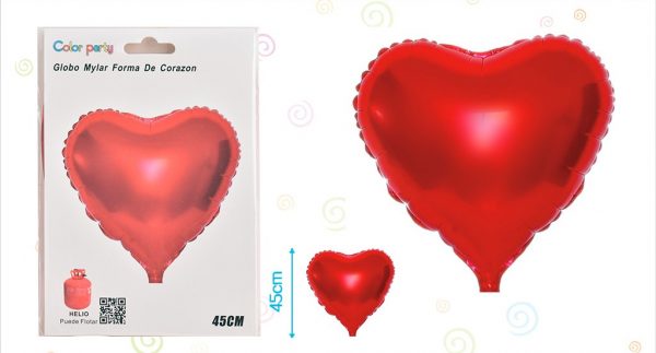 Globo Mylar corazón rojo 45 cm