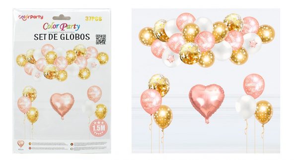 Set de globos Softy oro rosa 37 pcs