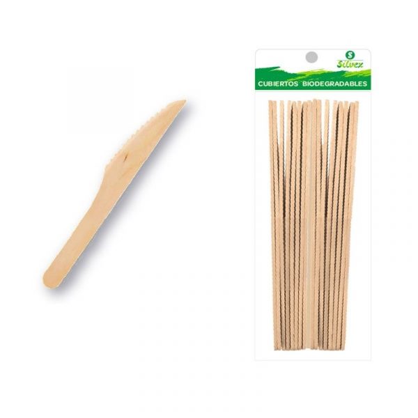 Cuchillo biodegradable madera 8 unidades