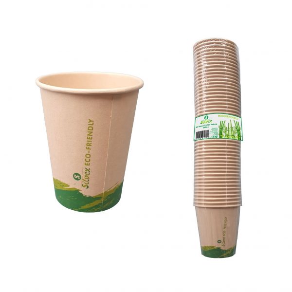 Vaso biodegradable cartón natural 300cc 50 unidades