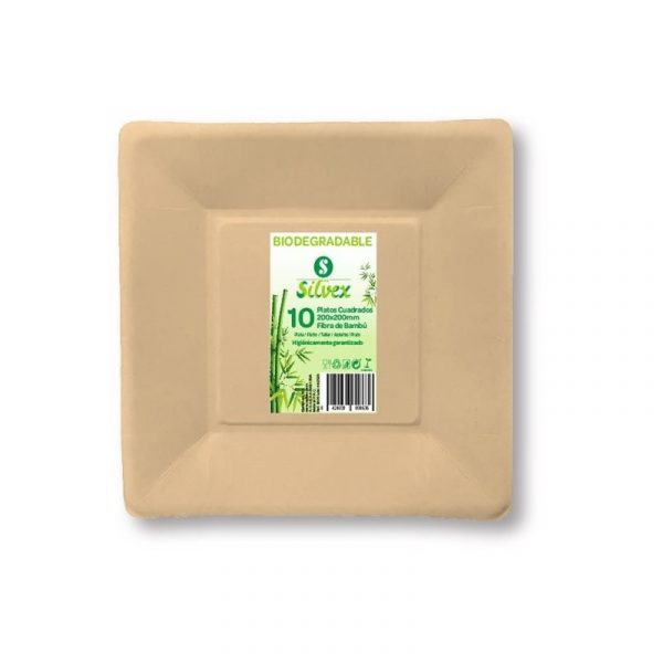 Plato biodegradable cartón natural 200mm 10 unidades