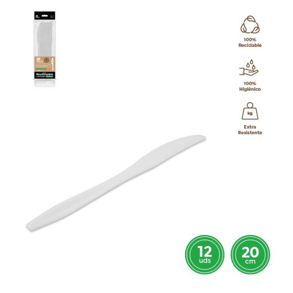 Cuchillo alta calidad blanco 19.6cm reutilizable 12uds
