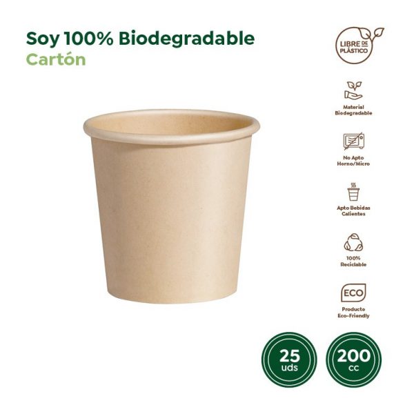 Vaso cartón biodegradable Nature 200cc 25uds