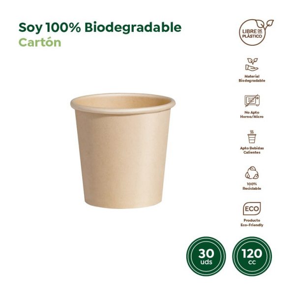 Vaso cartón biodegradable Nature 120cc 30uds
